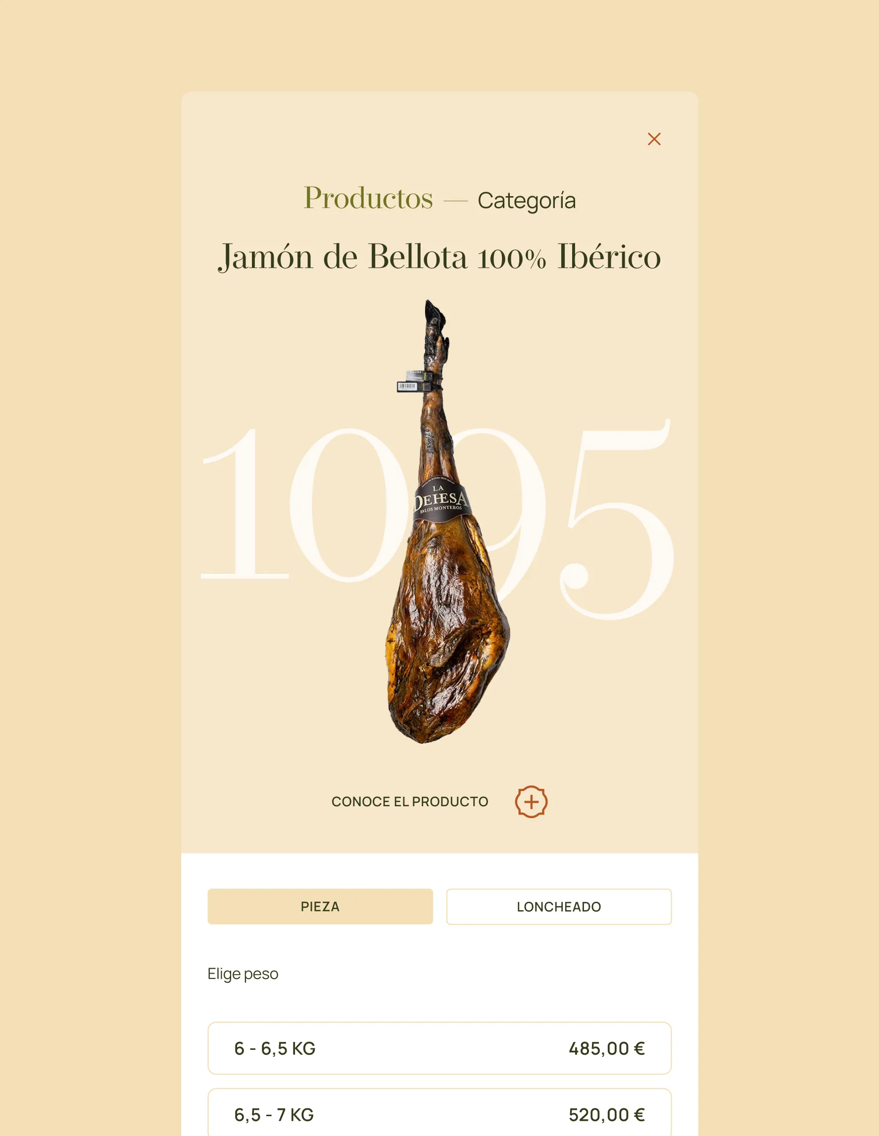 captura de producto en tienda online de web dehesa monteros